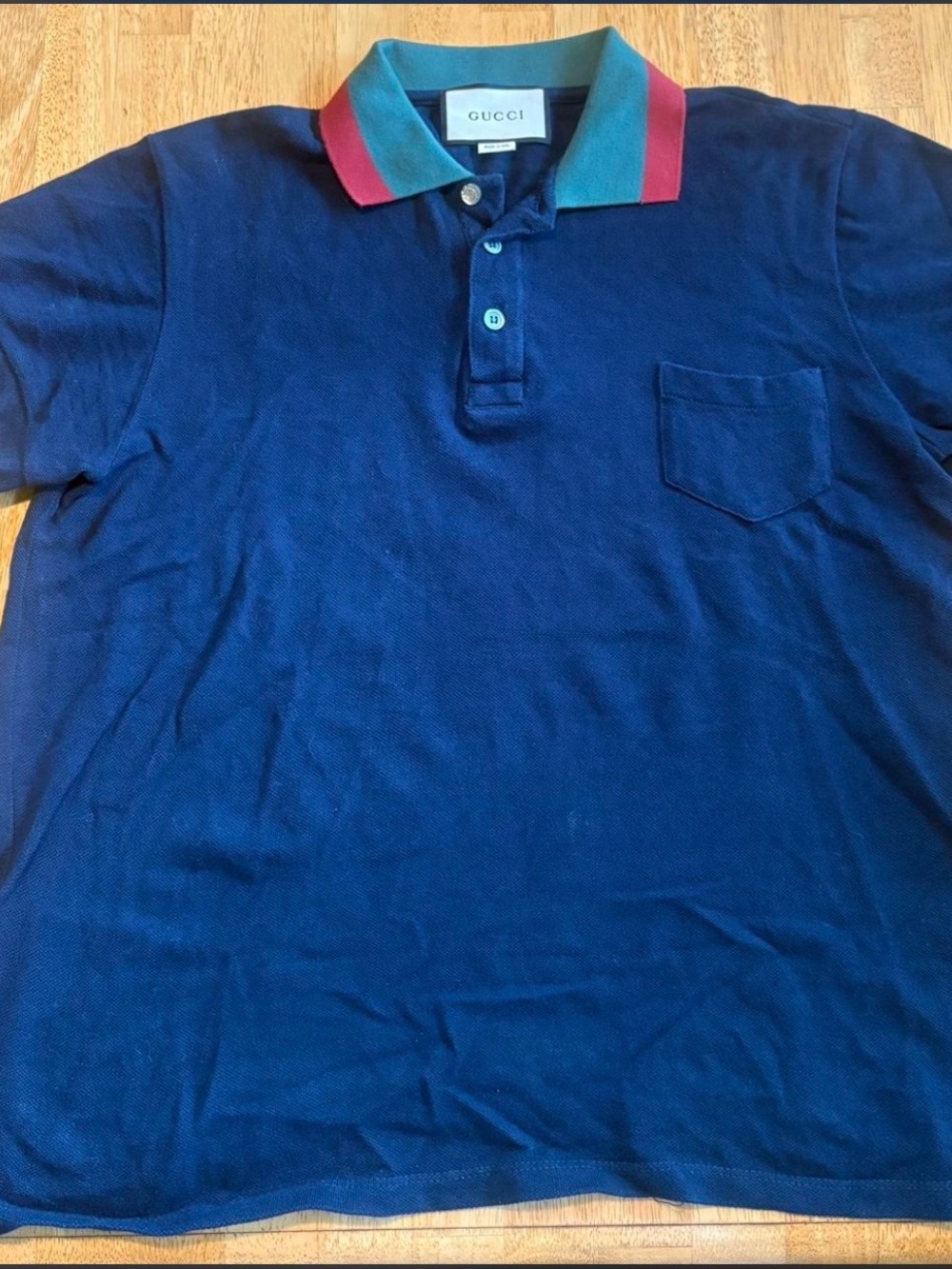 Gucci Blue Polo with Red and Green Trim